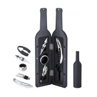 6 Tlg Wein Zubehör Accessoires Set in Flaschenform Korkenzieher Dekantierer