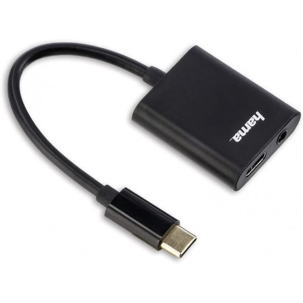 Hama 187206 2in1-USB-C-Audio/Ladeadapter USB-Power-Delivery(PD)-Unterstützung Schwarz
