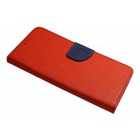 Buch Tasche "Fancy" kompatibel mit SAMSUNG GALAXY S23 ULTRA (SM-918B) Etui mit Standfunktion, Kartenfach Rot-Blau