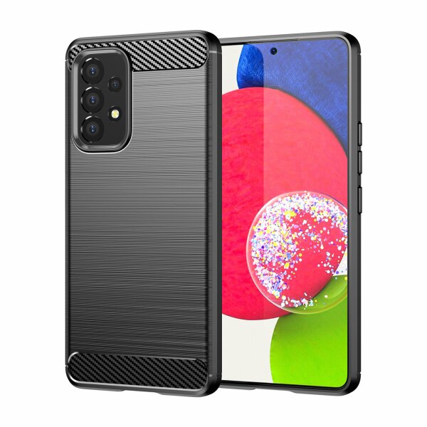 Silikon Hülle Bumper Carbon kompatibel mit SAMSUNG GALAXY A34 5G Case TPU Soft Schwarz