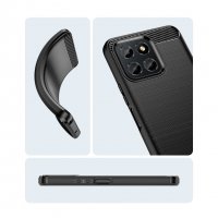 Carbon Case Hülle kompatibel mit Honor X8 5G flexible Silikon Carbon Hülle schwarz