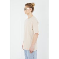 Ossy Homer einfarbiges Basic Oversized T-Shirt | Heavy Qualität mit 320 GSM Baumwolle, Rundhals-Ausschnitt L Beige