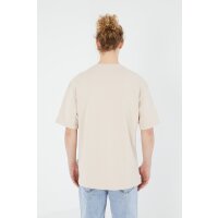 Ossy Homer einfarbiges Basic Oversized T-Shirt | Heavy Qualität mit 320 GSM Baumwolle, Rundhals-Ausschnitt L Beige