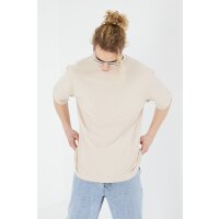 Ossy Homer einfarbiges Basic Oversized T-Shirt | Heavy Qualität mit 320 GSM Baumwolle, Rundhals-Ausschnitt L Beige