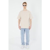 Ossy Homer einfarbiges Basic Oversized T-Shirt | Heavy Qualität mit 320 GSM Baumwolle, Rundhals-Ausschnitt L Beige