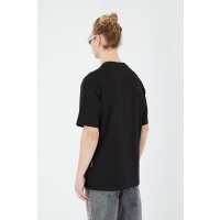 Ossy Homer einfarbiges Basic Oversized T-Shirt | Heavy Qualität mit 320 GSM Baumwolle, Rundhals-Ausschnitt L Schwarz