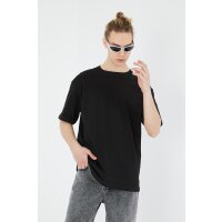 Ossy Homer einfarbiges Basic Oversized T-Shirt | Heavy Qualität mit 320 GSM Baumwolle, Rundhals-Ausschnitt L Schwarz