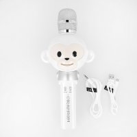 Maxlife Animal MX-100 Bluetooth-Mikrofon, eingebauter Stimmmodulator, Affen Design mit 5W Lautsprecher Weiß