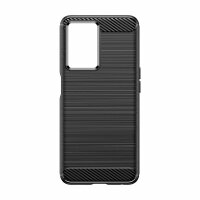 Carbon Case Hülle kompatibel mit Oppo A57 5G flexible Silikon Carbon Hülle schwarz