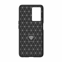 Carbon Case Hülle kompatibel mit Oppo A57 5G flexible Silikon Carbon Hülle schwarz