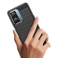 Carbon Case Hülle kompatibel mit Oppo A57 5G flexible Silikon Carbon Hülle schwarz