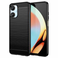 Carbon Case Hülle kompatibel mit Realme 10 4G flexible Silikon Carbon Hülle schwarz