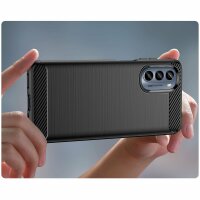 Carbon Case Hülle kompatibel mit Realme 10 5G flexible Silikon Carbon Hülle schwarz