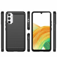 Carbon Case Hülle kompatibel mit Realme 10 Pro flexible Silikon Carbon Hülle schwarz