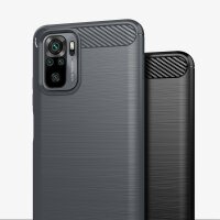 Carbon Case Hülle kompatibel mit Realme 10 Pro flexible Silikon Carbon Hülle schwarz