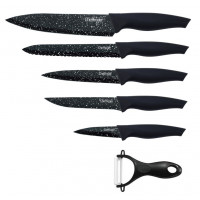 6 teiliges Messerset 5 Messer 1 Sparschäler Kochmesser Schwarz in Klappbox mit Magnetverschluss