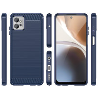 Carbon Case Hülle kompatibel mit Samsung Galaxy A54 5G flexible Silikon Carbon Hülle blau
