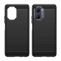 Carbon Case Hülle kompatibel mit Realme C33 flexible Silikon Carbon Hülle schwarz