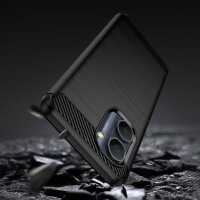 Carbon Case Hülle kompatibel mit Realme C33 flexible Silikon Carbon Hülle schwarz