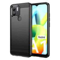 Carbon Case Hülle kompatibel mit Xiaomi Redmi A1 Plus flexible Silikon Carbon Hülle schwarz