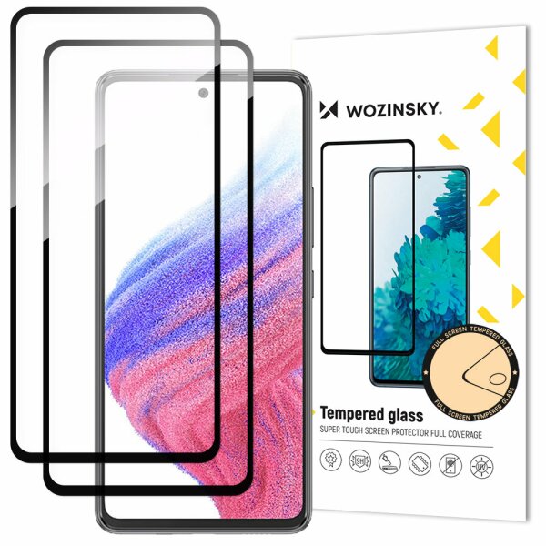 2x Full Glue Tempered Glass kompatibel mit Samsung Galaxy A54 5G 9H Vollbild-Hartglas mit schwarzem Rahmen