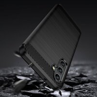 Carbon Case Hülle kompatibel mit Samsung Galaxy A14 5G flexible Silikon Carbon Hülle schwarz