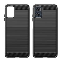 Carbon Case Hülle kompatibel mit Motorola Moto E22 flexible Silikon Carbon Hülle schwarz