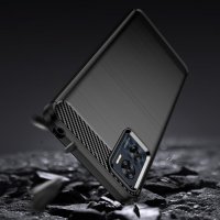 Carbon Case Hülle kompatibel mit Motorola Moto E22 flexible Silikon Carbon Hülle schwarz