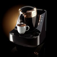 Türkische Kaffeemaschine, Kaffeekanne 2 Tassen Fassungsvermögen Direktbefüllung Automatische Brühstufenerkennung Patentierte Kochtechnologie Selbstreinigung 710W- Schwarz-Chrom