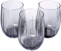 Pasabahce Linka 420405 3er Set Dunkle Gläser Wasserglas kurz Wassergläser 380ml Grau