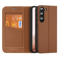 Buch Tasche kompatibel mit Samsung Galaxy S23 Plus Etui Brieftasche Schutzhülle mit Standfunktion, Kartenfach braun