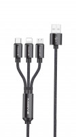COFI 3in1 Charge USB Kabel 1.2 Meter 2.4A Schnell-Ladekabel geflochten Universal für Smartphones schwarz