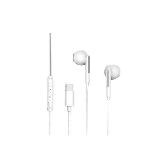 USB C Kopfhörer Stereo Headset Ohrhörer Earphone weiß