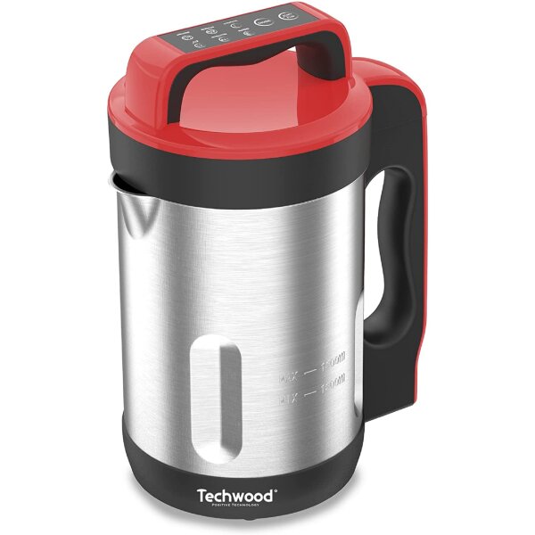 Techwood TSM-1655 Standmixer, beheizbar, Kapazität 1,6 l, Suppe samtig, Kompot, Warmhaltefunktion, 1000 W, Edelstahl