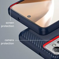 Carbon Case Hülle kompatibel mit Samsung Galaxy A14 5G flexible Silikon Carbon Hülle blau