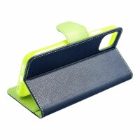 Buch Tasche "Fancy" kompatibel mit SAMSUNG GALAXY A14 5G Etui mit Standfunktion, Kartenfach Blau-Grün