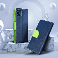 Buch Tasche "Fancy" kompatibel mit SAMSUNG GALAXY A14 5G Etui mit Standfunktion, Kartenfach Blau-Grün