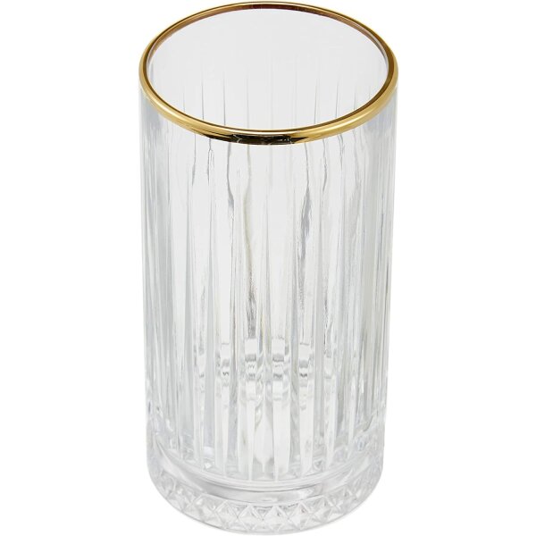 Pasabahce Elysia Longdrink Glas im Retro-Design und Kristall-Look 280ml 4-Stück 520125 Gold