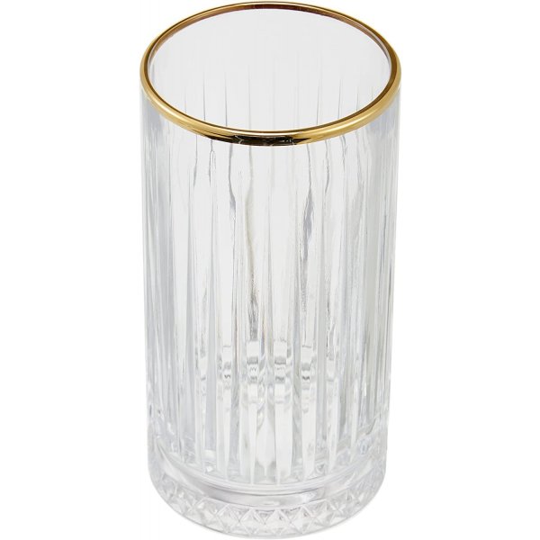 Pasabahce Elysia Longdrink Glas im Retro-Design und Kristall-Look 280ml 4-Stück 520125 Gold