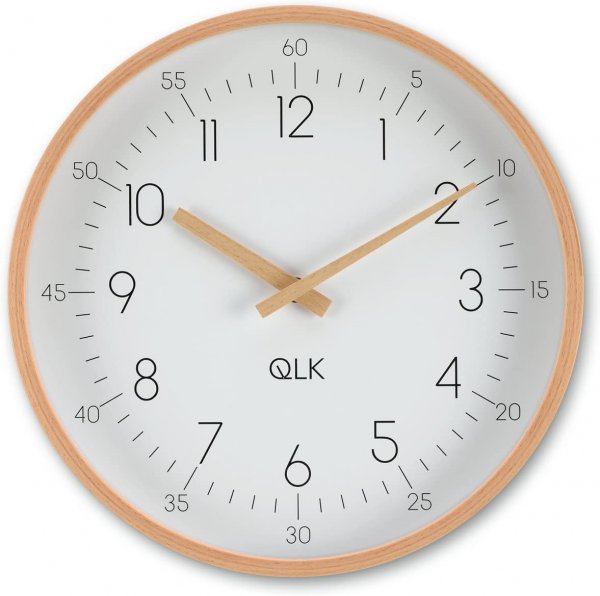 Wanduhr Slight Moderne Design Uhr mit Holzrahmen und Zeigern, Ø31cm weiß