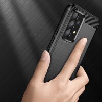 Silikon Hülle Bumper Carbon kompatibel mit Xiaomi Poco C40 Case TPU Soft Schwarz