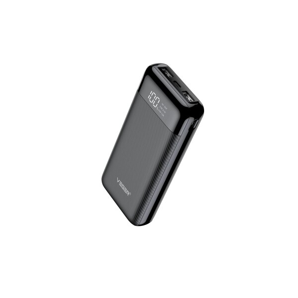 VEGER Powerbank L21 - 20 000mAh LCD Micro-USB, USB-C und 2x USB, schnelles Aufladen Schwarz (W2019)