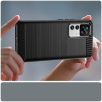 Carbon Case Hülle kompatibel mit Xiaomi 12T flexible Silikon Carbon Hülle schwarz