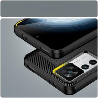 Carbon Case Hülle kompatibel mit Xiaomi 12T flexible Silikon Carbon Hülle schwarz