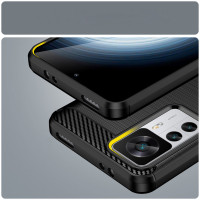 Carbon Case Hülle kompatibel mit Xiaomi 12 Lite flexible Silikon Carbon Hülle schwarz