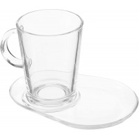 Pasabahce 2x Teeglas mit Glasuntertasse Tribeca 18 cm 38,5 cl, aus Glas, transparent