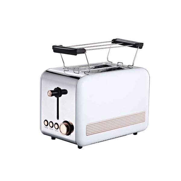 Toaster Retro 2-Scheiben Toaster Toastautomat 850 Watt weiß rosegold