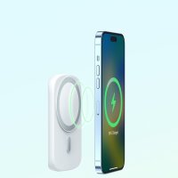 Joyroom induktive Powerbank 6000mAh mit Ring und Ständer bis 20W eingebaute superstarke Magnete Weiß (JR-W030)