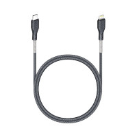 FORCELL Carbon Ladekabel Typ C zu iPhone-Anschluss Power Delivery PD27W CB-01C Schwarz 1 Meter