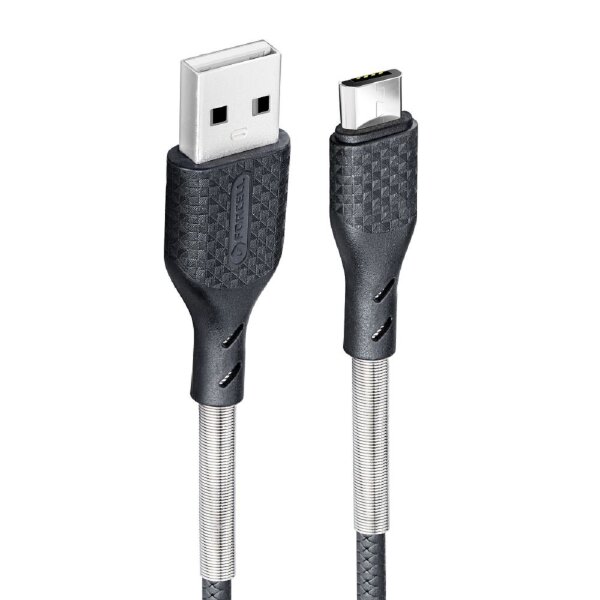 FORCELL Carbon Ladekabel USB zu Micro 2,4A CB-03A zum Aufladen und zur Datenübertragung Schwarz 1 Meter